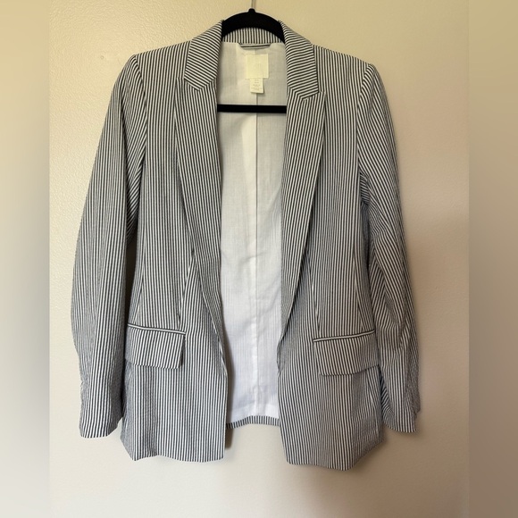 H&M cotton striped career work open front  blazer - Picture 6 of 12